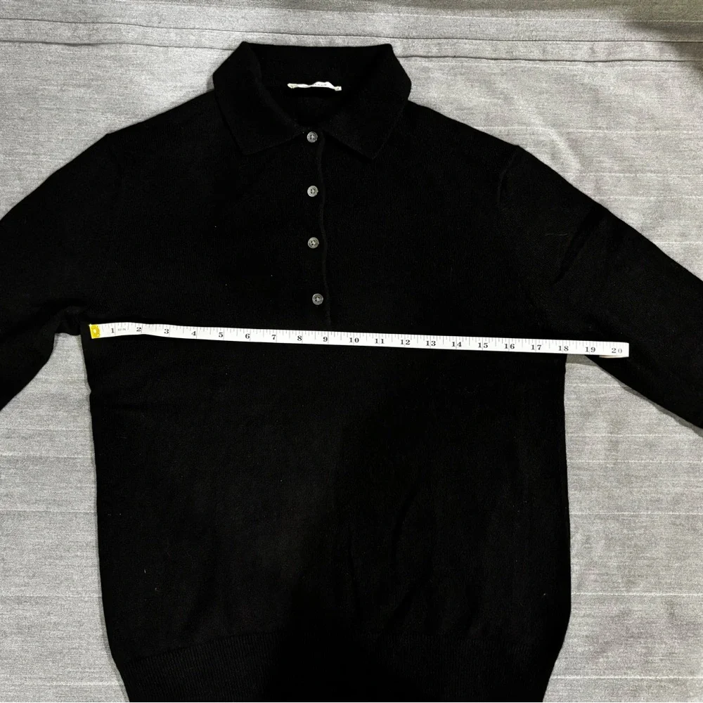 Everlane Women’s Cashmere Black Polo Sweater size M - Picture 3 of 6